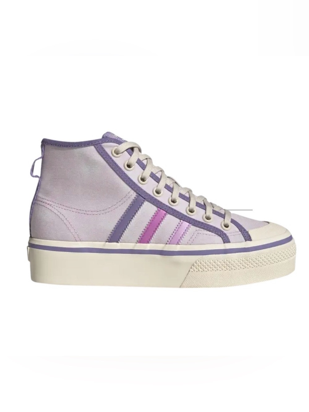 adidas x Parley Nizza Lavender High-Top Sneakers with Pink Stripes